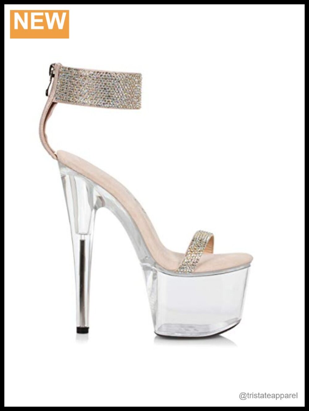 Rhinestone Cuff Platform Sandal Ankle Strap Wedding Heel